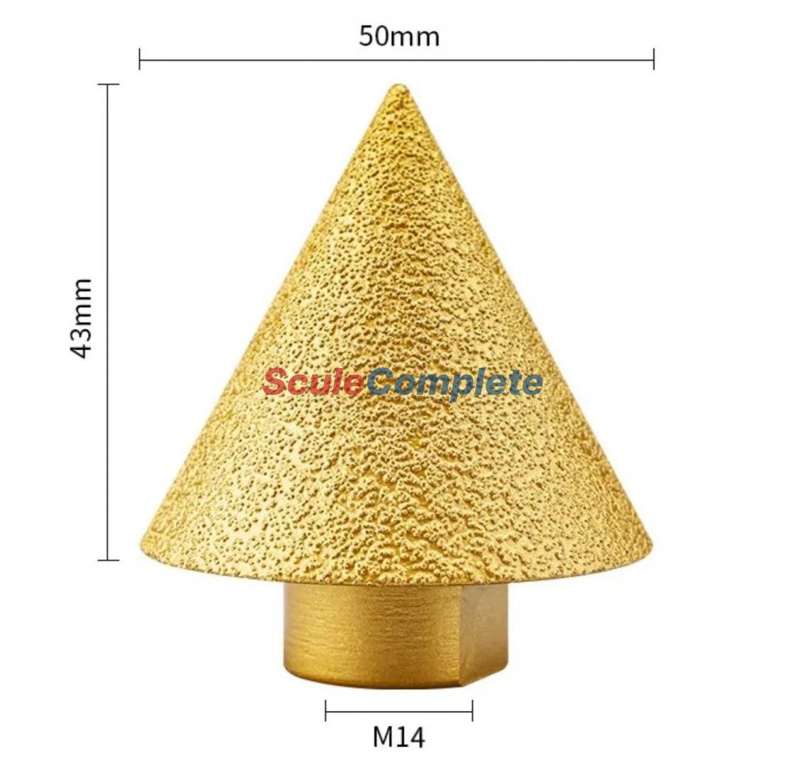 Burghiu Conic Diamantat M14 pentru Gresie, Faianta, Granit, Marmura – Gaurire pana la 50 mm, pentru Polizor Unghiular
