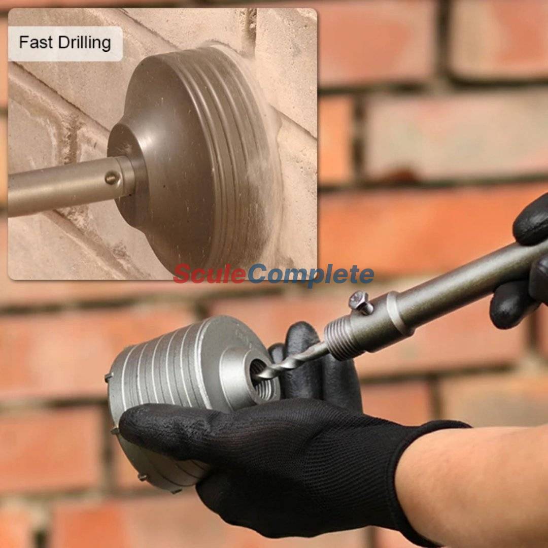 Carota Beton Ø150 mm cu Vidia, SDS Plus, cu Prelungitor 500 mm si Burghiu de Centrare, pentru Caramida si Zidarie