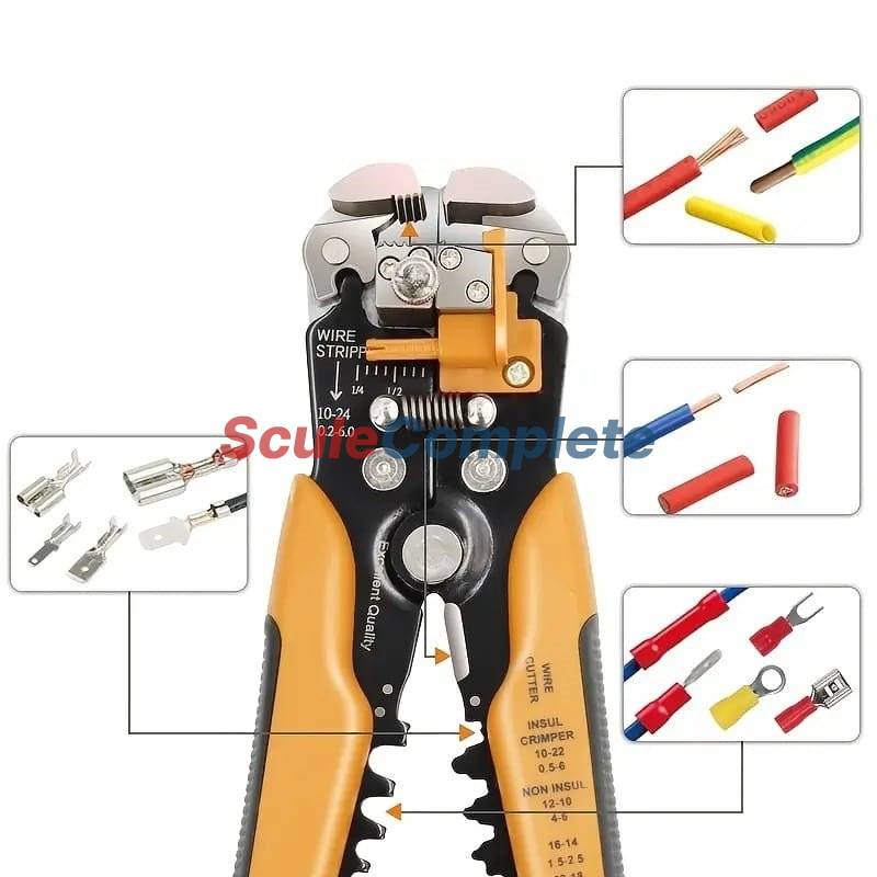 Cleste Multifunctional, Dezizolat Cablu Electric, Automat, Sertizat Papuci, Izolati, Neizolati, 205mm