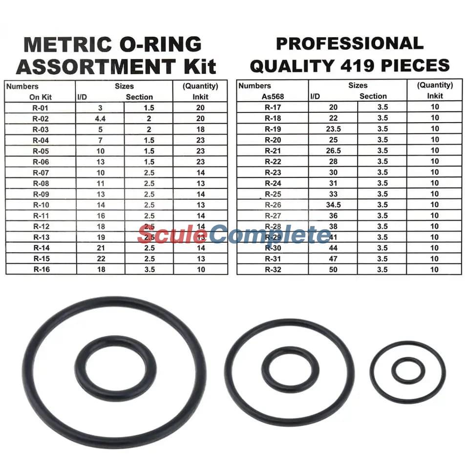 Garnituri din cauciuc, O-ring 419 piese, 34 dimensiuni