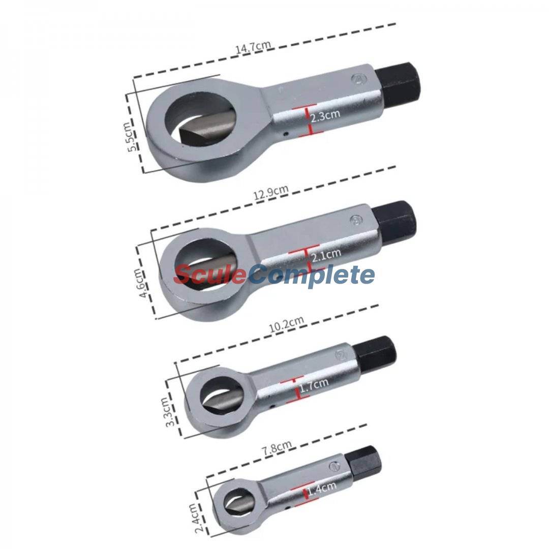 Set 4 Dispozitive pentru taiat piulite si suruburi blocate sau ruginite 