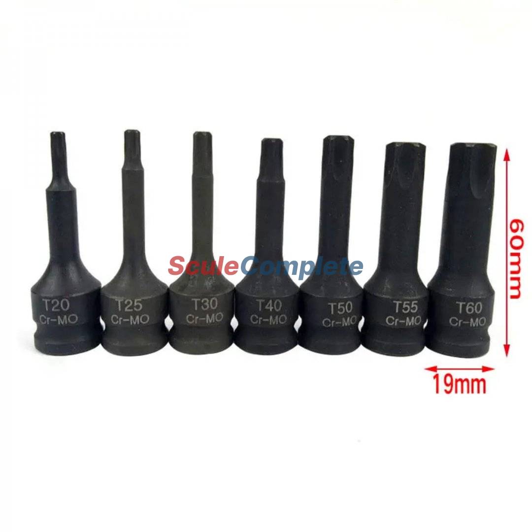 Set 8 Tubulare de impact varf torx T30 - T80, prindere 1/2, Cr-Mo