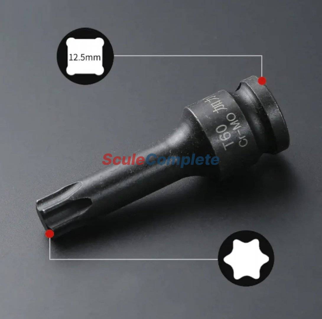 Set 8 Tubulare de impact varf torx T30 - T80, prindere 1/2, Cr-Mo