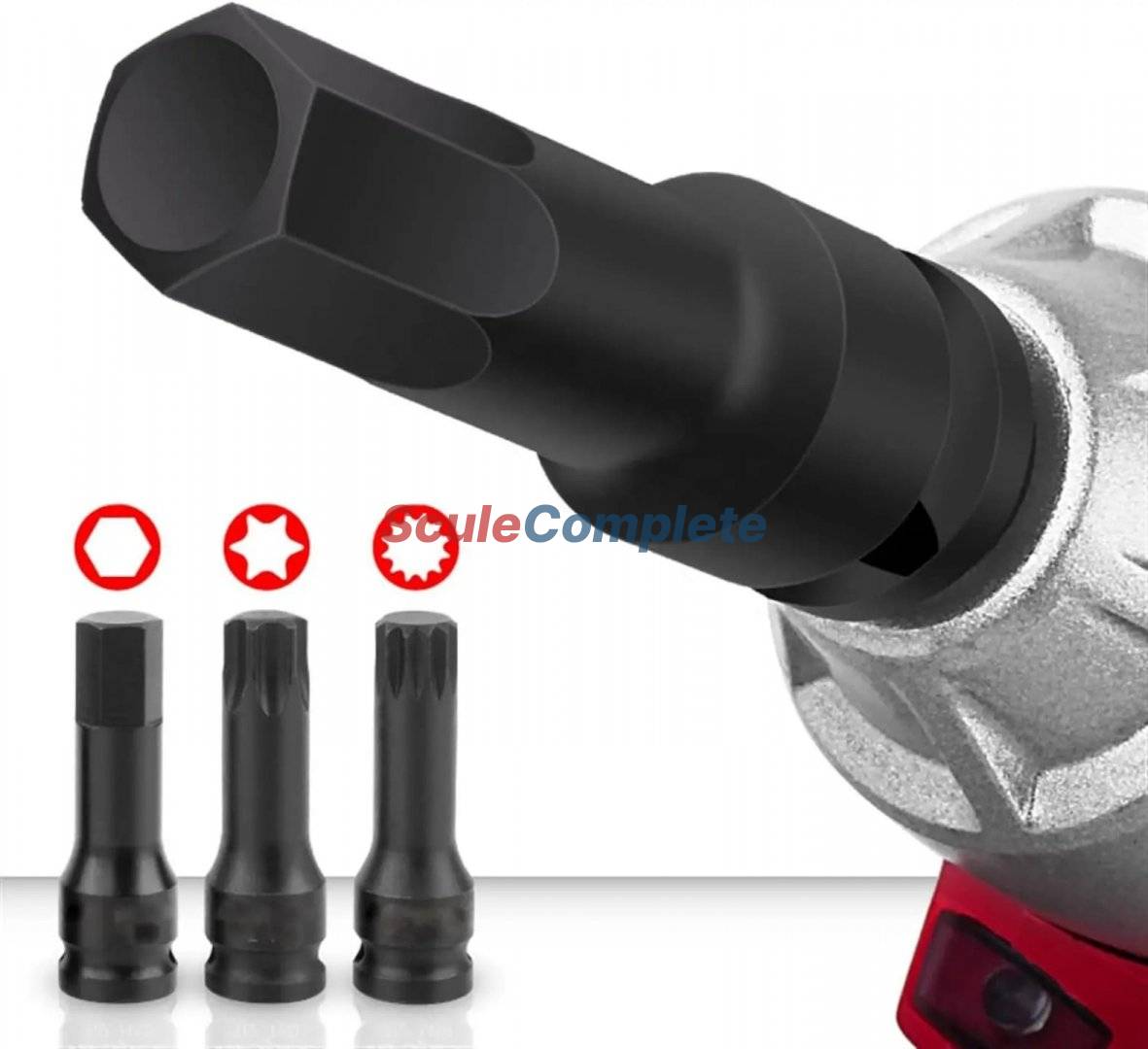 Set 8 Tubulare de impact varf torx T30 - T80, prindere 1/2, Cr-Mo