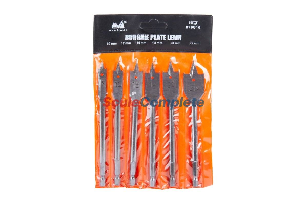 Set Burghie Lemn Plat 6 Pcs 1103, 10mm, 12mm, 16mm, 18mm, 20mm, 25mm