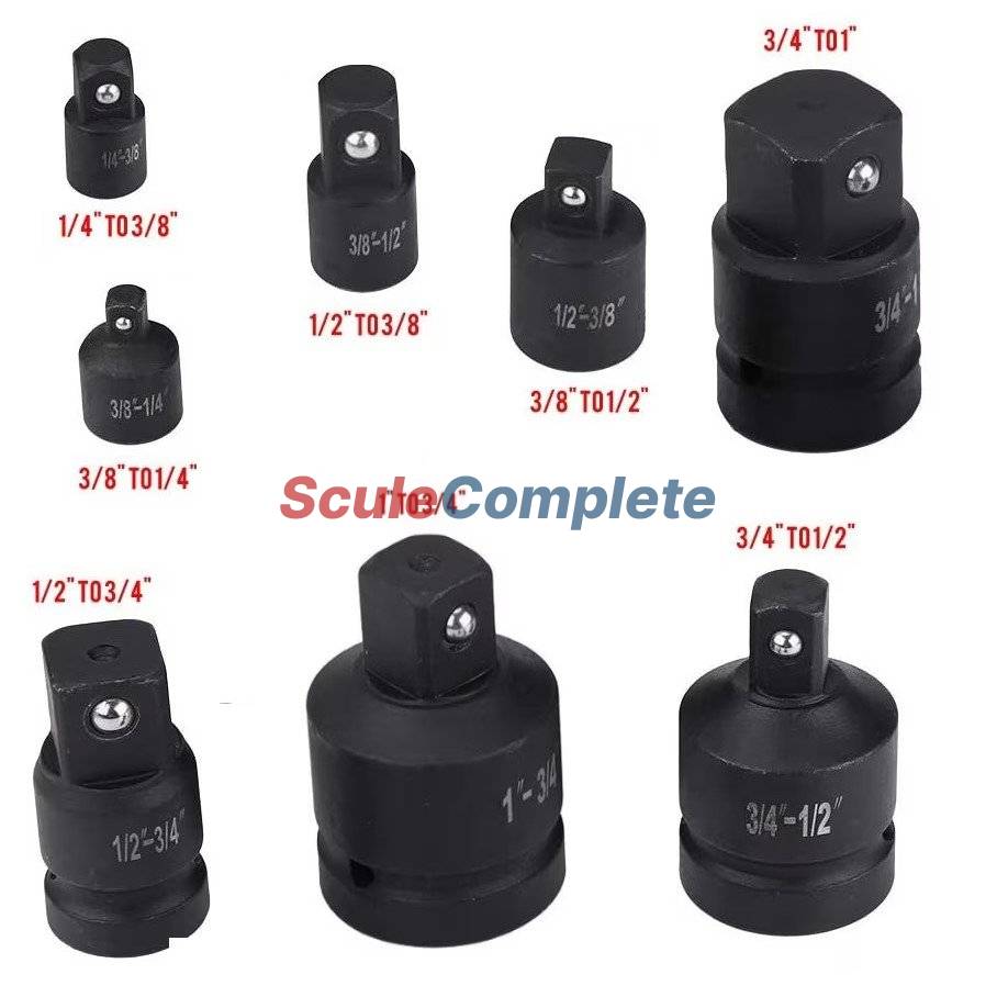 Set Chei adaptor de Impact, 8 piese, 1/4 - 1/2 - 3/8 - 3/4 - 1