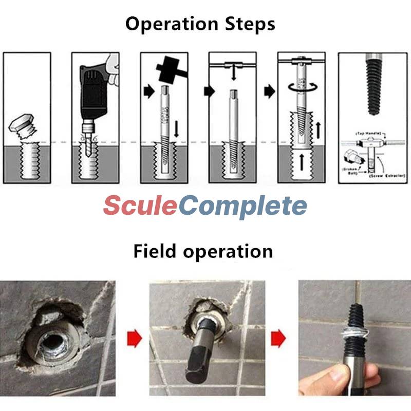 Set Profesional 8 extractoare pentru suruburi rupte, ruginite