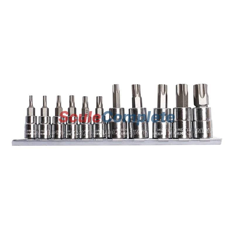 Set Tubulara cu Biti torx CR-V 12 Buc. T8, T10, T15, T20, T25, T27, T30, T40, T45, T 50, T55, T60, 1/4 