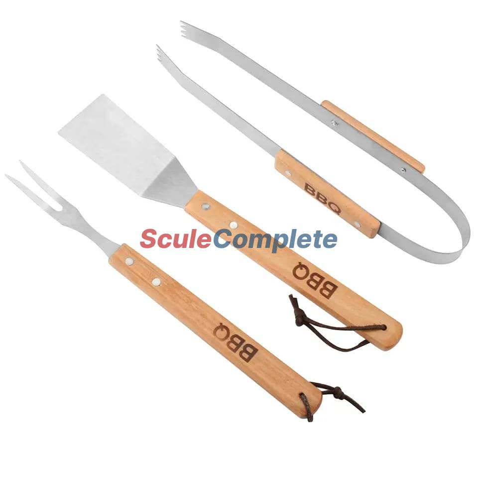 Set Ustensile Gratar - Perie tripla, Spatula, Furculita, Cleste 