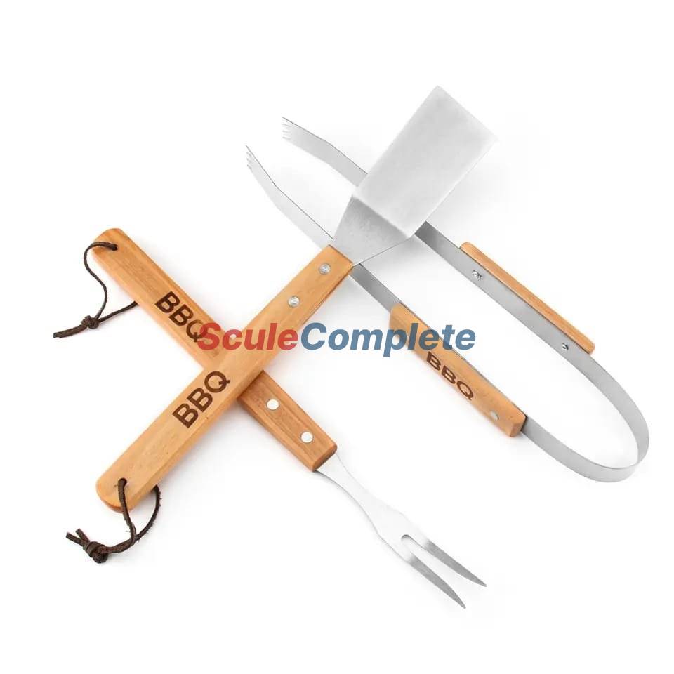 Set Ustensile Gratar - Perie tripla, Spatula, Furculita, Cleste 