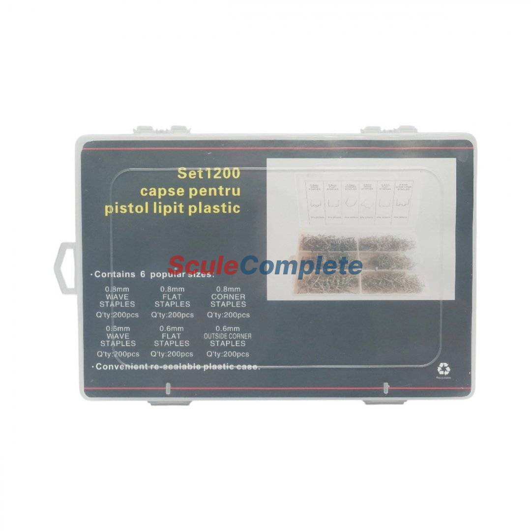 Trusa capse pentru pistol lipit plastic 1200 piese