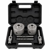 Set 2 Carote Beton cu Vidia 65 mm si 80 mm, 2 Prelungitoare 110 mm, Burghie Pilot, Cutie Depozitare si Transport, pentru Beton si Zidarie 